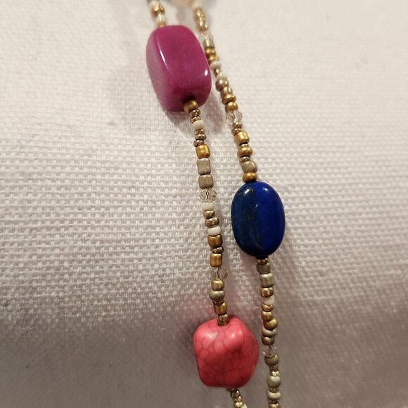 Chico's Colorful Necklace 2 Layer Multicolor Stone Beads 34" NWT - Picture 3 of 8